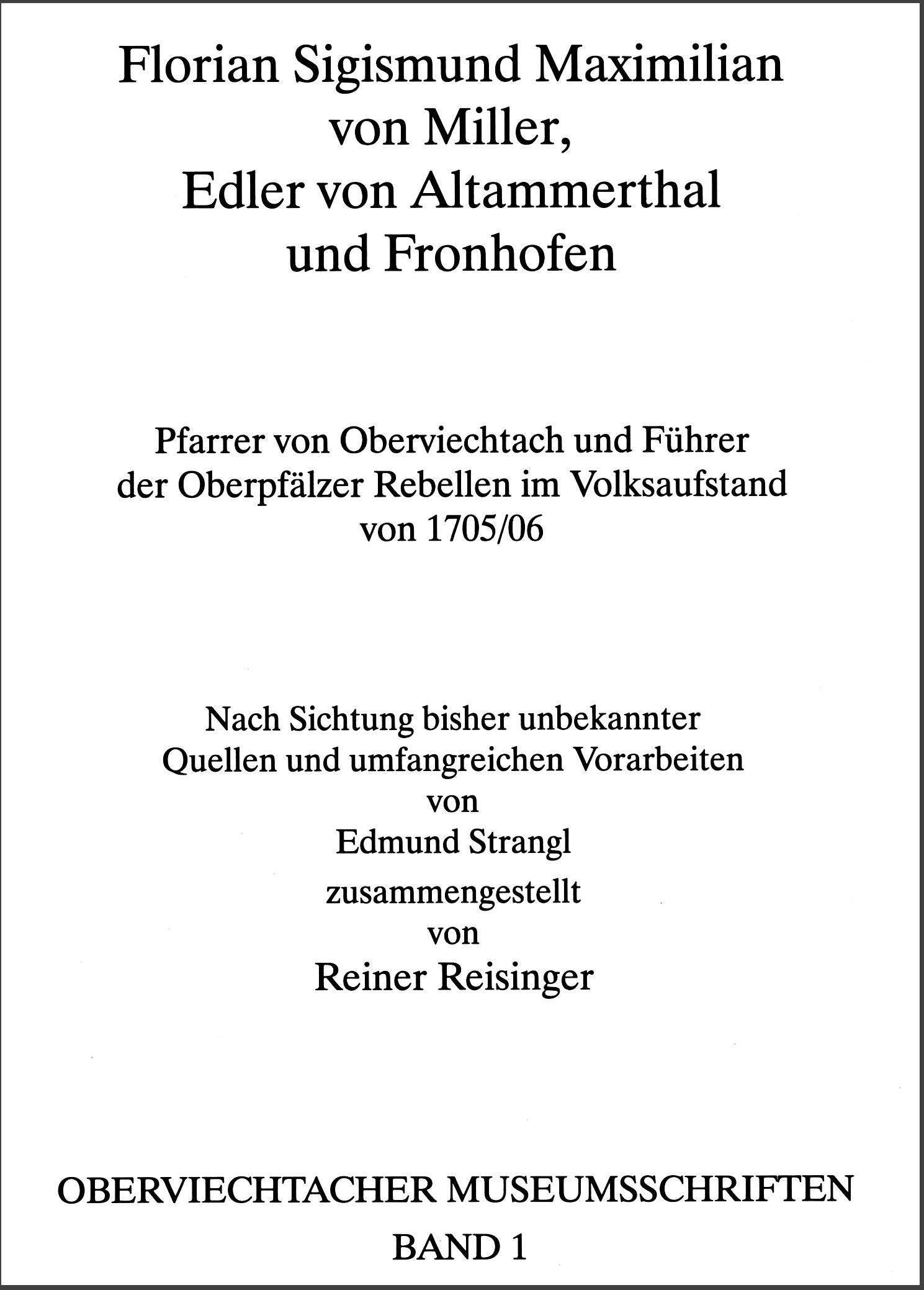 Heft Pfarrer von Miller, Innentitel